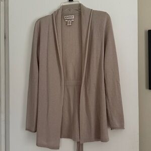 Nanette Lepore Taupe Open-Front Cardigan with tie